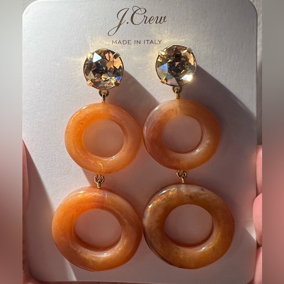 NEW J.Crew Made-in-Italy round drop earrings. Glass top. Lighter weight. - Picture 4 of 9